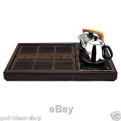 Chinese luxury tea set with induction cooker porcelain tea pot cups wood tray