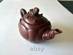 Chinese red clay Frog teapot with moving pieces