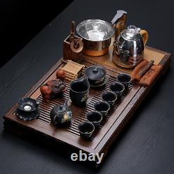 Chinese tea set Luxury Wenge tea tray solid wood table 220V induction cooker pot