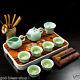 Chinese Tea Set Porcelain Kungfu Tea Service Celadon Tea Pot Cup Wood Tea Tray