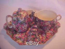 Chintz Royal Winton Florence Breakfast Set Complete Tea Pot Toast Rack 1953