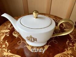 Christian Dior Vintage Logo White Pair Cup & Saucer Teapot Sugar Pot Set Pottery