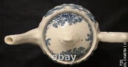 Churchill Brook Blue Tea Pot Sugar And Creamer with Lid Staffordshire England
