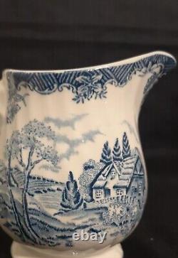 Churchill Brook Blue Tea Pot Sugar And Creamer with Lid Staffordshire England