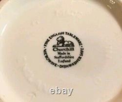 Churchill Brook Blue Tea Pot Sugar And Creamer with Lid Staffordshire England