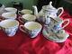 Churchill English Blue And White Unknown Set Tea Pot 7 Cups 4 Plates Creamer