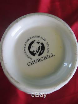 Churchill English Blue and White Unknown Set Tea Pot 7 Cups 4 Plates Creamer
