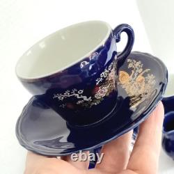 Cobalt Blue Music Box Tea Set 15 PC Coffee Set Peacock Design Japanese Plays