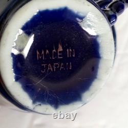 Cobalt Blue Music Box Tea Set 15 PC Coffee Set Peacock Design Japanese Plays