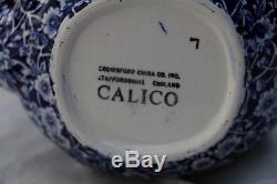 Coffee Pot, Cream & Sugar Bowl in Calico Blue (Burleigh) by Staffordshire