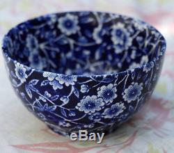 Coffee Pot, Cream & Sugar Bowl in Calico Blue (Burleigh) by Staffordshire