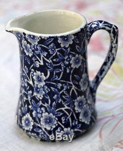 Coffee Pot, Cream & Sugar Bowl in Calico Blue (Burleigh) by Staffordshire