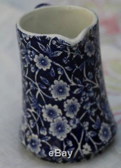 Coffee Pot, Cream & Sugar Bowl in Calico Blue (Burleigh) by Staffordshire