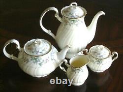 Coffee Pot Teapot Sugar Creamer Set Noritake Brookhollow Pat 4704 Bone China New