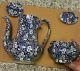 Coffee Pot And Sugar Bowl In Calico Blue (royal Crownford) By Staffordshire