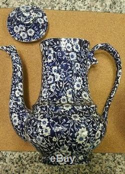 Coffee Pot and Sugar Bowl in Calico Blue (Royal Crownford) by Staffordshire