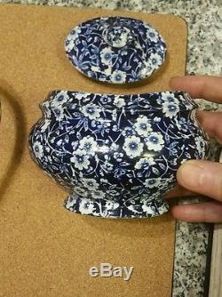 Coffee Pot and Sugar Bowl in Calico Blue (Royal Crownford) by Staffordshire