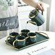 Coffee Tea Pot Set Ceramic Nordic With 4 Green Cups And Tray Kitchen Supplies