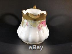 Coiffe Limoges (Lazeyras, Rosenfeld, Lehman) Floral Teapot, Creamer, Sugar Set