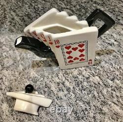 Collectible Unusual Ceramic Miniature 5 Tea Potsplaying Cards Set Rare