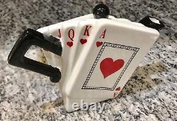 Collectible Unusual Ceramic Miniature 5 Tea Potsplaying Cards Set Rare