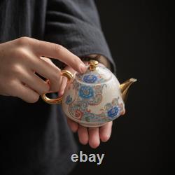 Color enamel craft tea pot matching tea cup handmade tea set porcelain handpaint