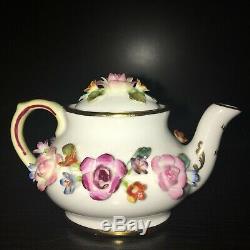 Complete Coalport Wedgwood Encrusted Flowers Bone china Miniature Toy Tea Set