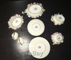 Complete Coalport Wedgwood Encrusted Flowers Bone china Miniature Toy Tea Set