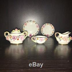 Complete Coalport Wedgwood Encrusted Flowers Bone china Miniature Toy Tea Set