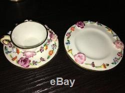 Complete Coalport Wedgwood Encrusted Flowers Bone china Miniature Toy Tea Set