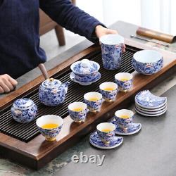Complete Tea Set Handpainted Tea Pot Matching Cup Gaiwan Tureen Pitcher Caddy