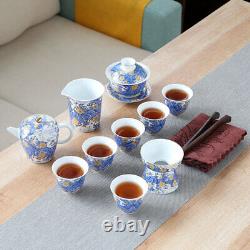 Complete Tea Set Porcelain Tea Pot Color Enamel Craft Tea Cup Mat Saucer Gaiwan