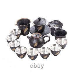 Complete Tea Set Pure Silver Tea Pot Porcelain Gaiwan Pitcher Matching Tea Cups