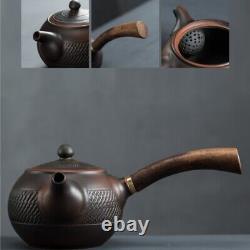 Complete Tea Set Purple Pottery Kungfu Tea Set Pot With Wood Handle Cup Gaiwan