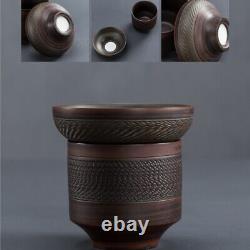 Complete Tea Set Purple Pottery Kungfu Tea Set Pot With Wood Handle Cup Gaiwan