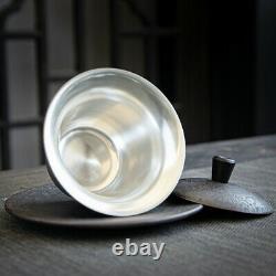 Complete tea set pure silver tea pot porcelain gaiwan pitcher matching tea cups