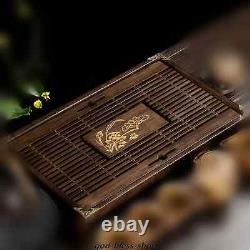 Complete yixing tea set with tea tray solid wood tea table zisha tea pot teacups