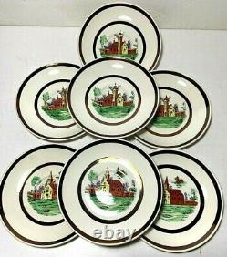 Copeland Spode England 24pc Church Countryside Teapot Cups Plates Creamer Sugar