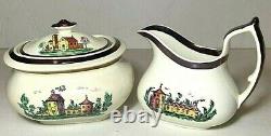 Copeland Spode England 24pc Church Countryside Teapot Cups Plates Creamer Sugar