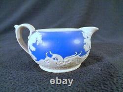 Copeland Spode Tea Set Fox Hunting Scenes on Blue & White Jasperware Minty