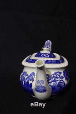 Copeland Spode's Tower Blue Tea Set with Rare Slop Bowl, Teapot, Creamer, Sugar