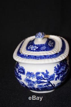 Copeland Spode's Tower Blue Tea Set with Rare Slop Bowl, Teapot, Creamer, Sugar