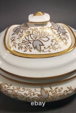 Copelands Grosvenor English Teapot # 9694 Hand Painted Gilt w Gray Leaves