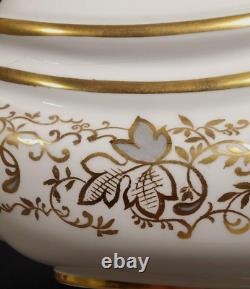Copelands Grosvenor English Teapot # 9694 Hand Painted Gilt w Gray Leaves