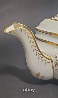 Copelands Grosvenor English Teapot # 9694 Hand Painted Gilt w Gray Leaves