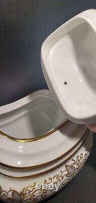 Copelands Grosvenor English Teapot # 9694 Hand Painted Gilt w Gray Leaves