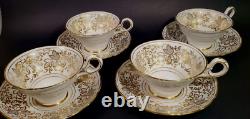 Copelands Grosvenor English Teapot # 9694 Hand Painted Gilt w Gray Leaves