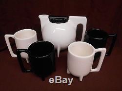 Cowan Teapot Mug Cup Set White Black Ceramic Bauhaus Style MCM