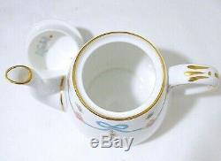 Crown Staffordshire England Blue Bow Teapot Creamer Sugar Bowl Set