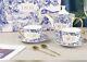 Dior Bone China Tea Set One Teapot, Two Cups, Saucers & Spoons/gold Accents